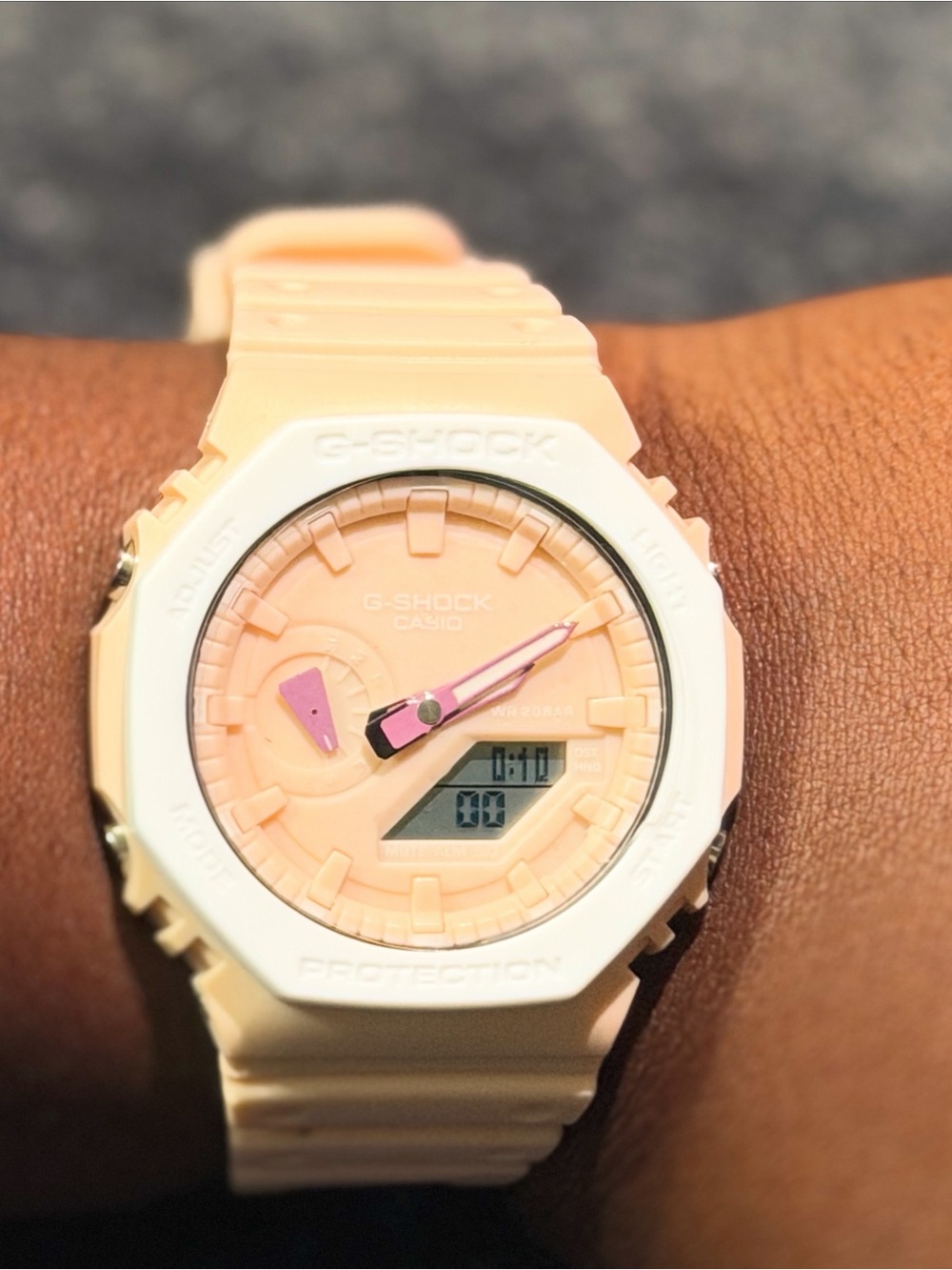 G-Shock Peach and Pink Resin Analog-Digital Watch